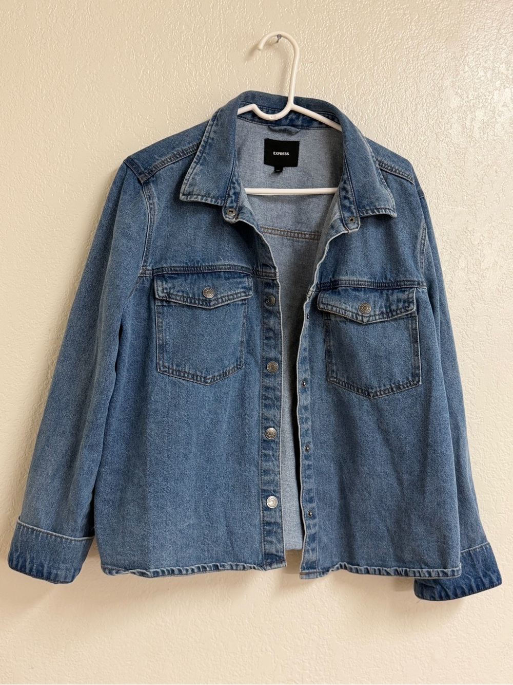 Express Women's Medium Blue Denim Shacket